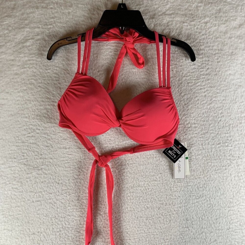 Salt + Cove Juniors Strappy Underwire Push Up Bikini Top Women's Large Red Beach